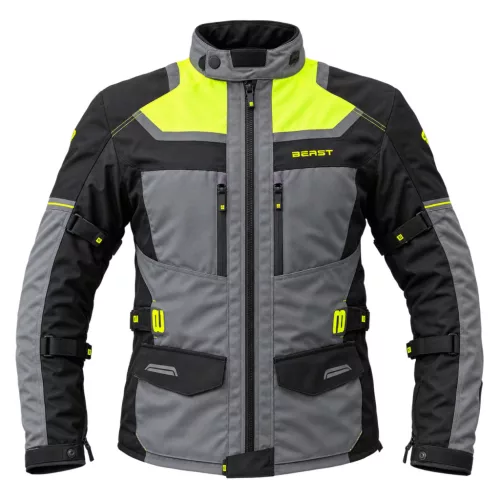 BEAST  BST-1002 Black/Grey/Fluo motoros kabát