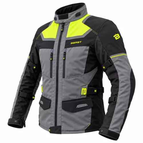 BEAST  BST-1002 Black/Grey/Fluo motoros kabát