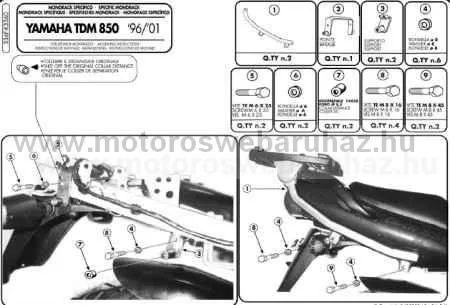 TDM850 hátsó doboztartó konzol