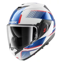 SHARK OXO SIKTER  White/Crome/Blue felnyitható bukósisak