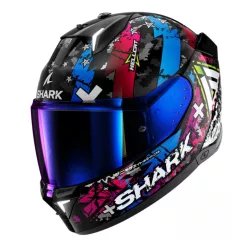   Shark Skwal I3 Hellcat Black/Pink/Blue zárt bukósisak beépített féklámpával + plexivel
