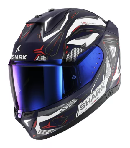 Shark Skwal I3 Linik Matt Blue/White/Red zárt bukósisak beépített féklámpával