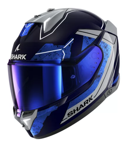 Shark Skwal I3 Rhad Black/Blue/Silver zárt bukósisak beépített féklámpával