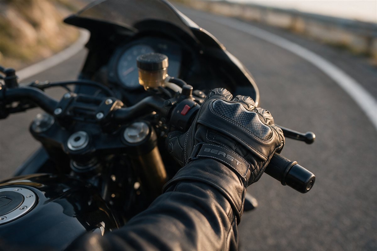BEAST BST-3062 motoros kesztyű a motor kormányán